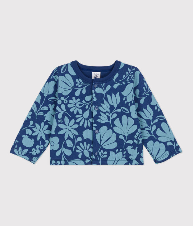 Cardigan beb&egrave; con stampa in tubique trapuntato blu/blu