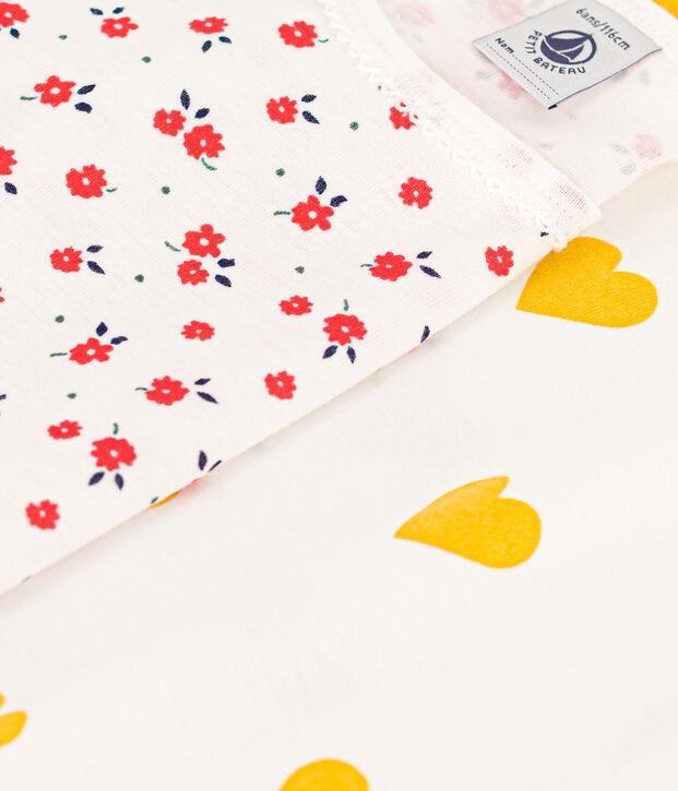 Confezione da 2 pigiami a cuori e a fiori bambina in cotone multicolore