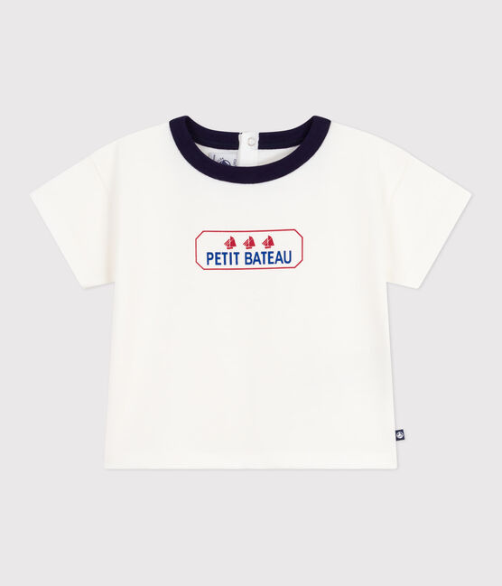 T-shirt a maniche lunghe in cotone con logo vintage neonato bianco MARSHMALLOW
