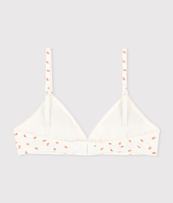 Reggiseno imbottito ragazza in cotone ed elastam motivo fiore bianco MARSHMALLOW/bianco MULTICO