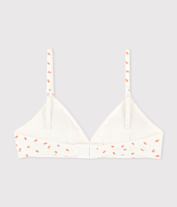 Reggiseno imbottito ragazza in cotone ed elastam motivo fiore bianco/multicolore