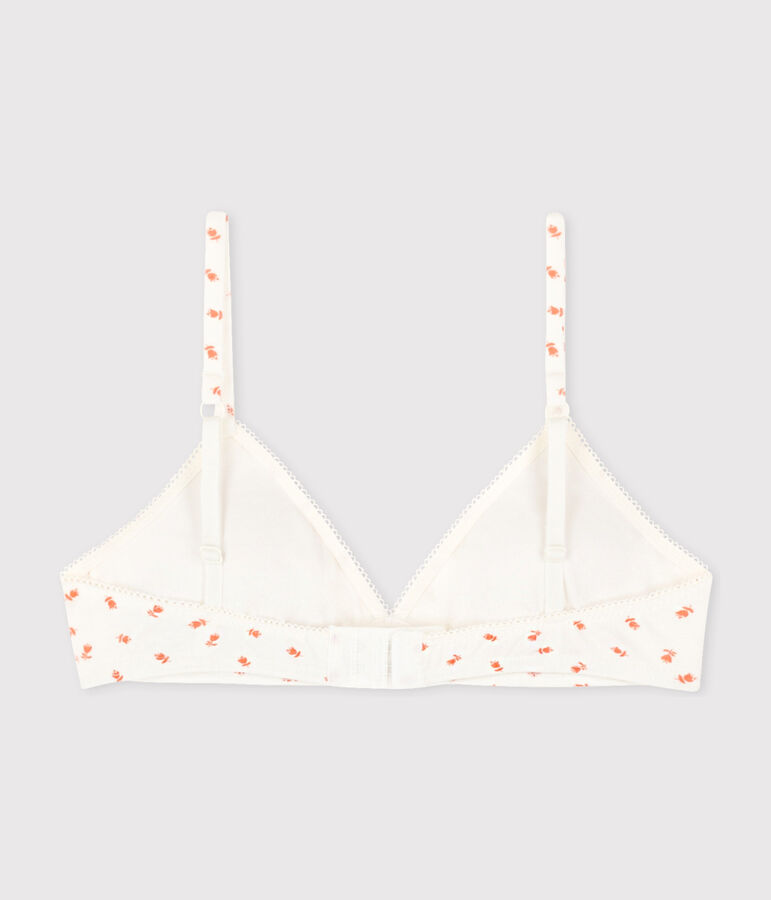 Reggiseno imbottito ragazza in cotone ed elastam motivo fiore bianco/multicolore