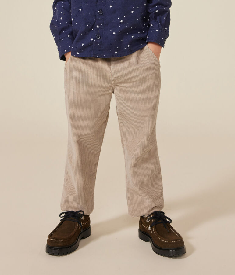 Pantaloni dritti in velluto bambino beige