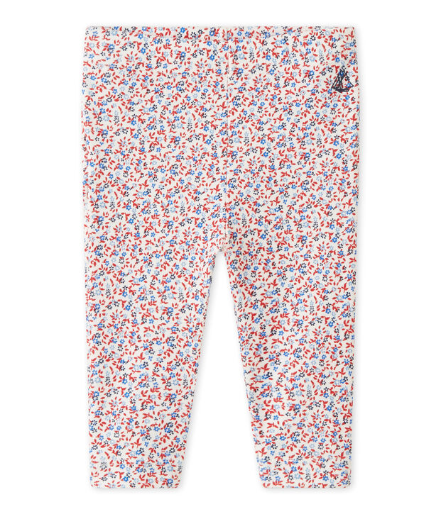 Legging beb&eacute; bambina stampato bianco/rosso/multicolore