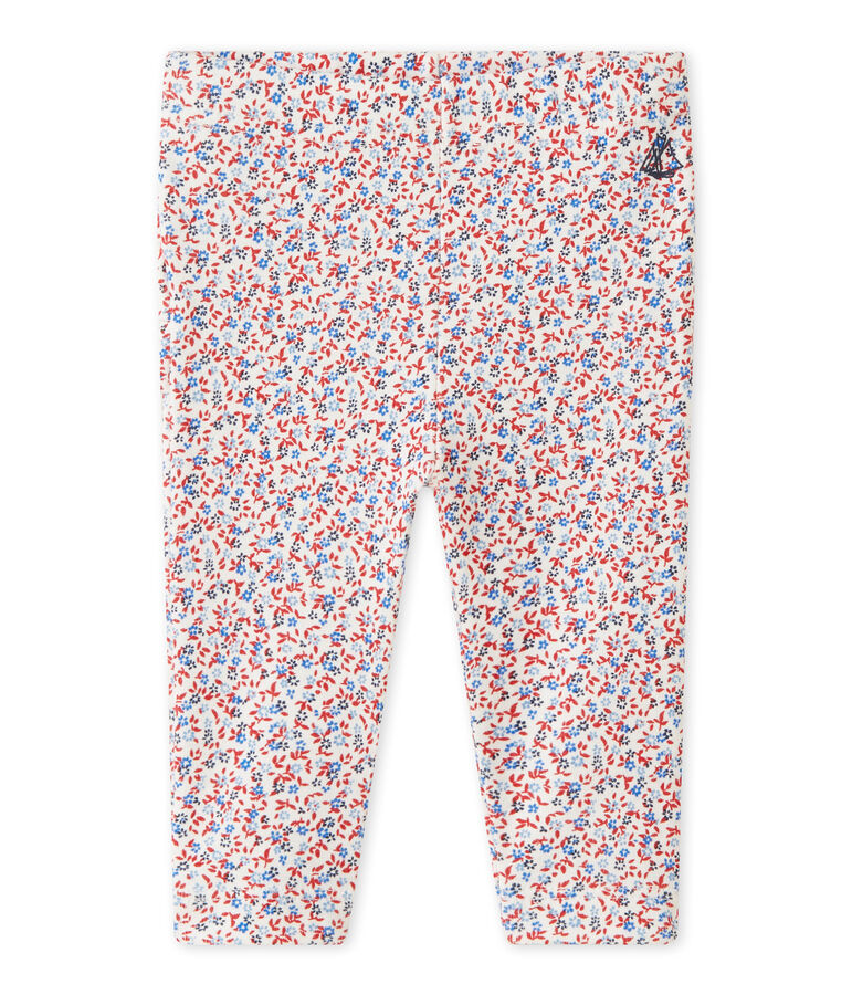Legging beb&eacute; bambina stampato bianco/rosso/multicolore