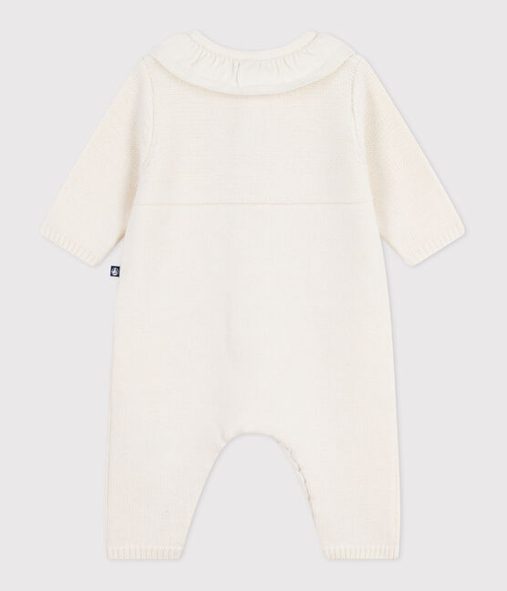 Tutina con colletto in maglia e ricamo "P'tit Cœur" neonata bianco MARSHMALLOW