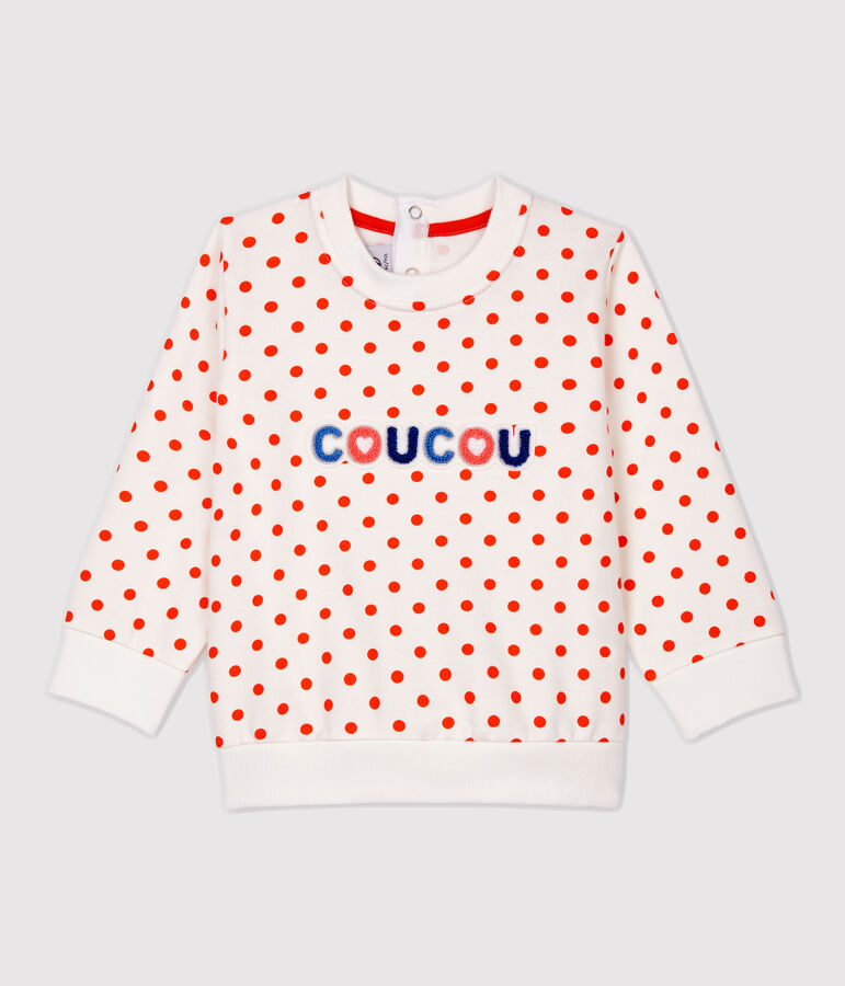 Felpa in molleton beb&egrave;. bianco MARSHMALLOW/ CAROTTE