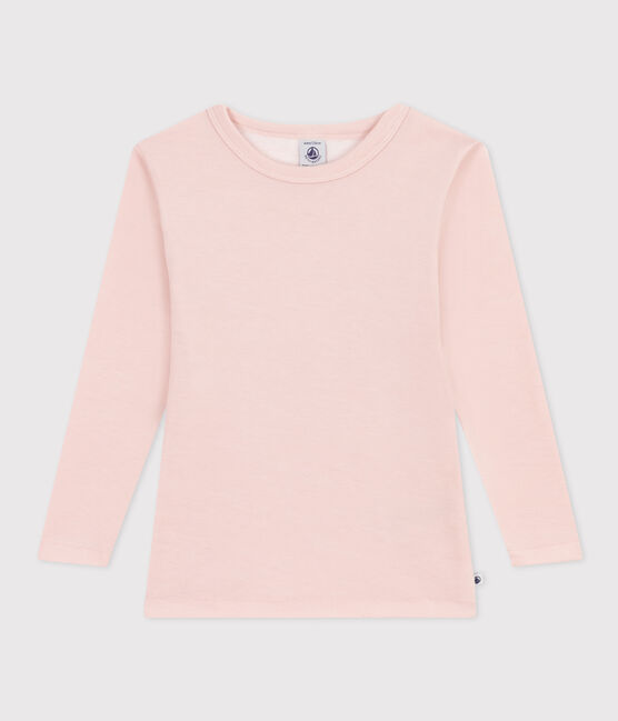 T-shirt bambino unisex a maniche lunghe in lana e cotone rosa SALINE