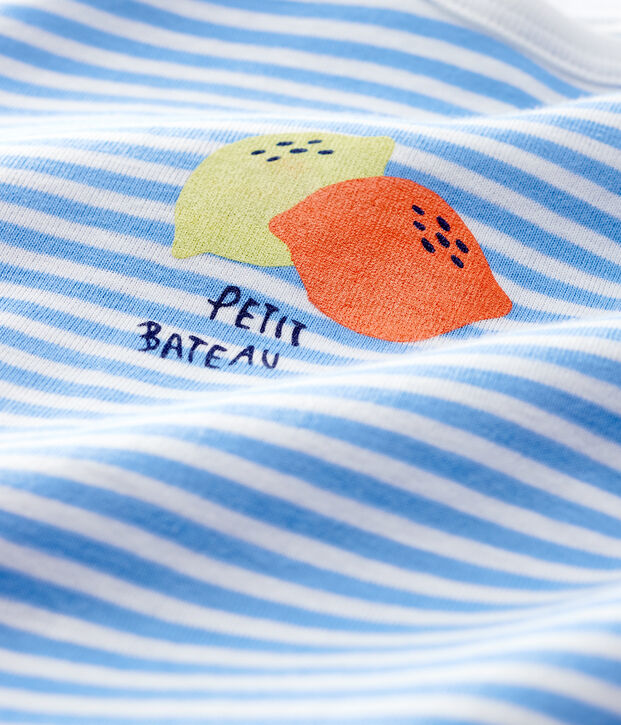 Tutina frutto a righe blu beb&eacute; a costine blu/bianco