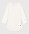 Body in cotone a manica lunga bebè con colletto bianco MARSHMALLOW