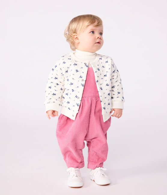 Cardigan in cotone con stampa a fiori neonata blu MILK/ SOIR