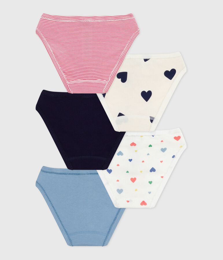 Set di slip in cotone con cuori stampati bambina multicolore
