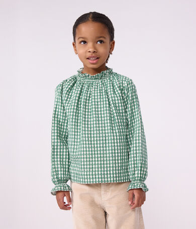 Blusa a maniche lunghe in cotone con stampa bambina