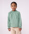 Blusa a maniche lunghe in cotone con stampa bambina verde/bianco