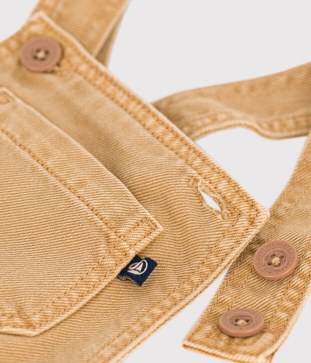 Salopette corta in denim colorato per beb&egrave; beige