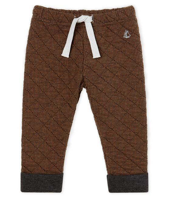 Pantalone in tubique pied-de-poule bebè maschio. nero CITY/marrone COCOA