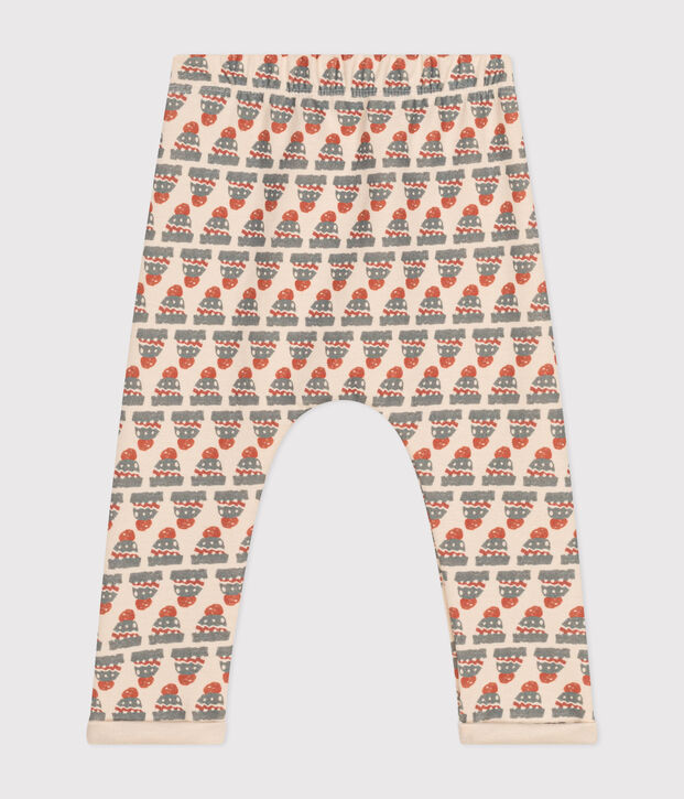 Pantaloni in jersey spesso con stampa per beb&egrave; ecru/multicolore