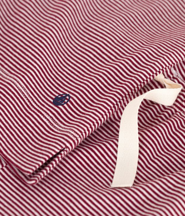 Pigiama donna a maniche corte con gamba ampia in cotone a righe rosso/bianco