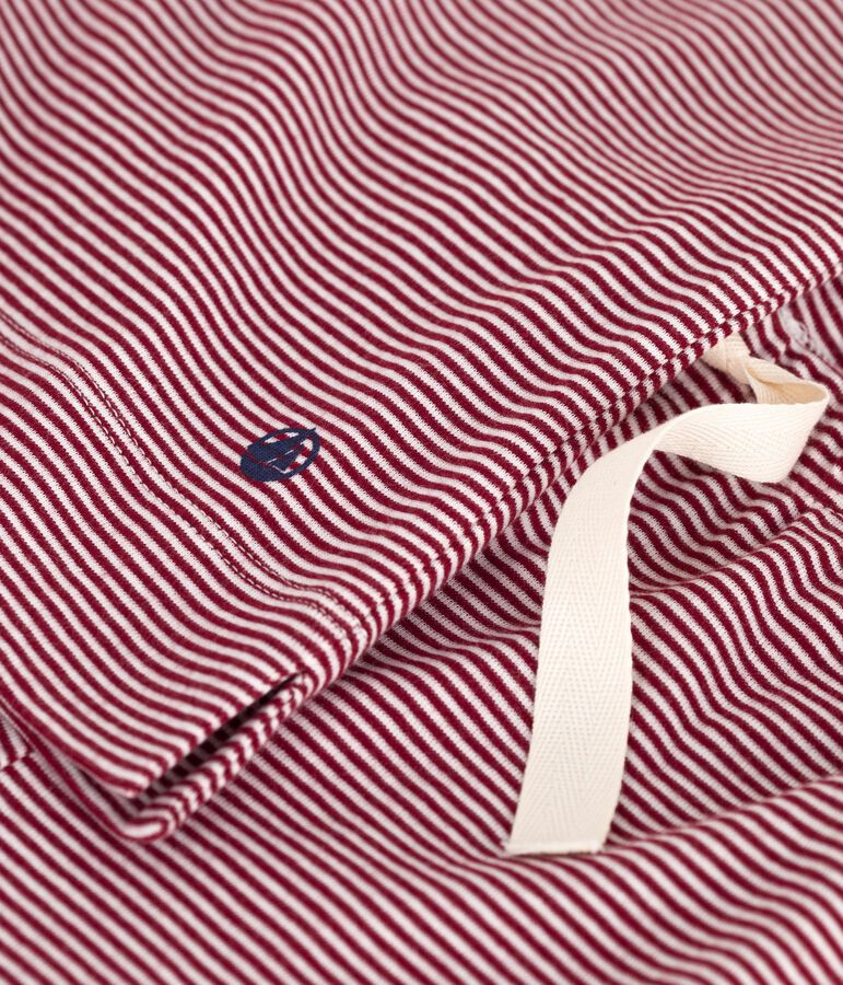 Pigiama donna a maniche corte con gamba ampia in cotone a righe rosso/bianco