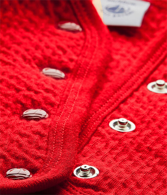 Cardigan bebé bambina tinta unita rosso TERKUIT