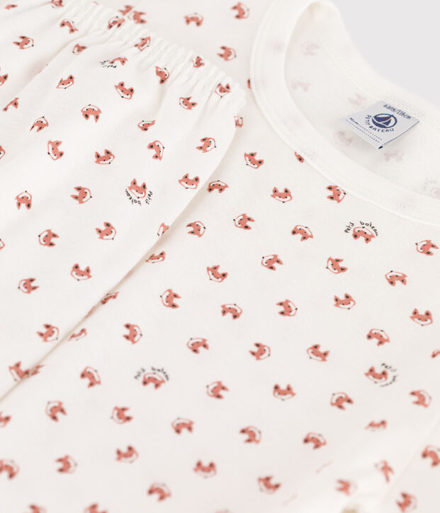 Pigiama bambino unisex in cotone motivo volpe bianco/multicolore