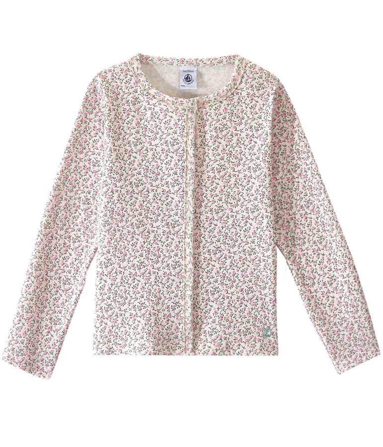 Cardigan bambina stampato bianco/multicolore