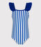 Costume da bagno intero a righe bambina blu SURF/bianco MARSHMALLOW