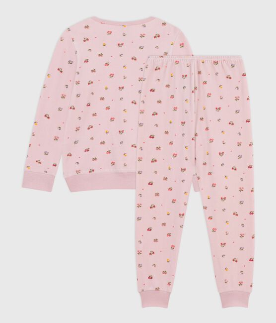Pigiama in ciniglia con stampa a fiori bambina rosa JOLI/bianco MULTICO