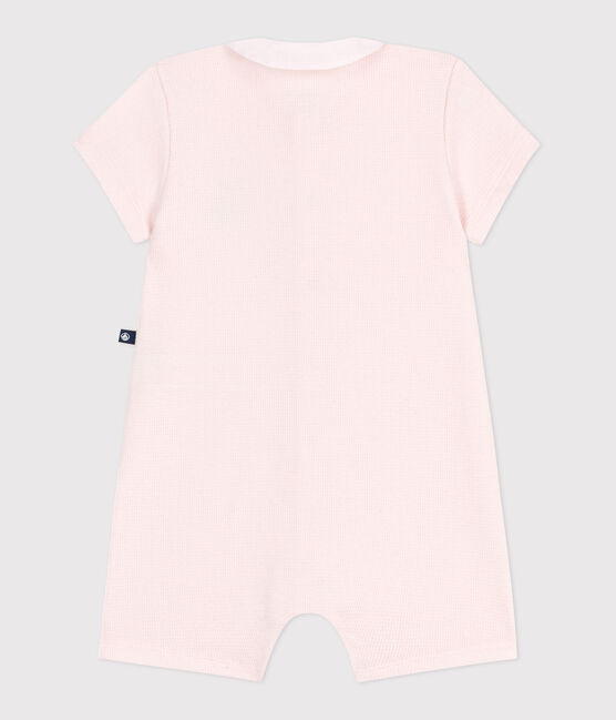 Tutina corta in cotone con colletto alla collegiale neonato rosa FLEUR