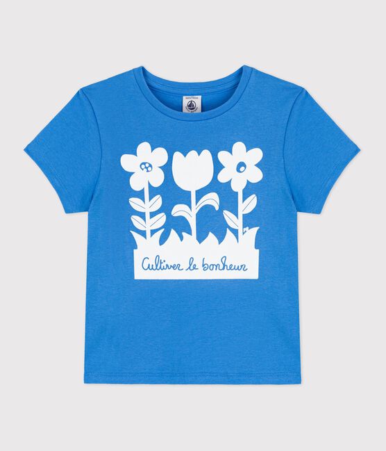 T-shirt a maniche corte in cotone bambina blu BRASIER