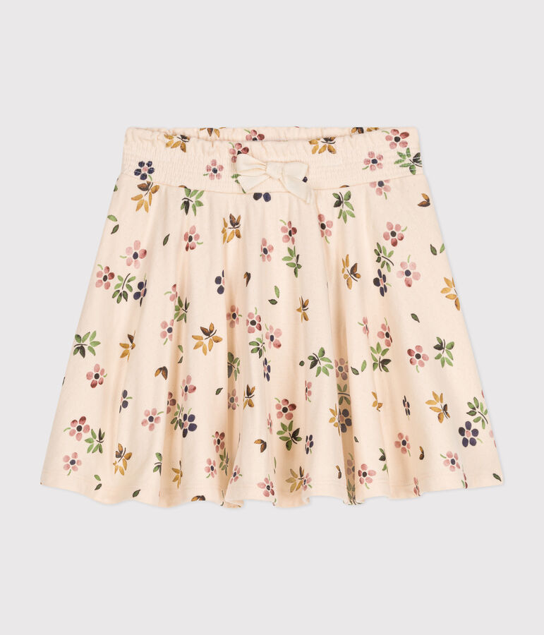 Gonna in tubique bambina ecru/multicolore