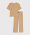 Pigiama donna in cotone a righe marrone CUIVRE/ MARSHMALLOW