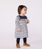 Abito a maniche lunghe in cotone spesso a righe neonato bianco MARSHMALLOW/blu SMOKING