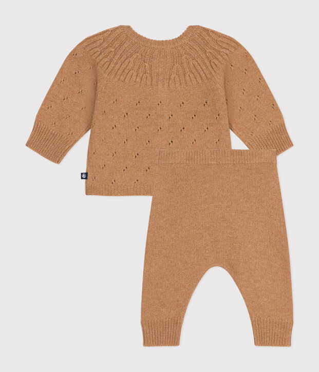 Set 2 pezzi in maglia neonato marrone