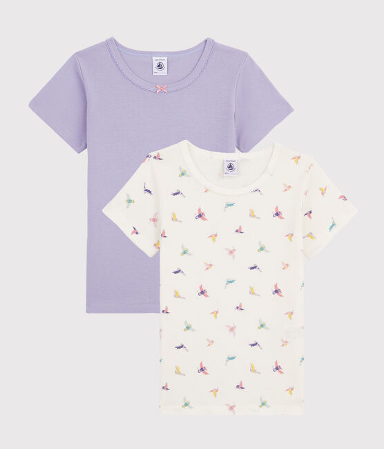 Confezione da 2 t-shirt manica corta fantasia da bambina variante 1