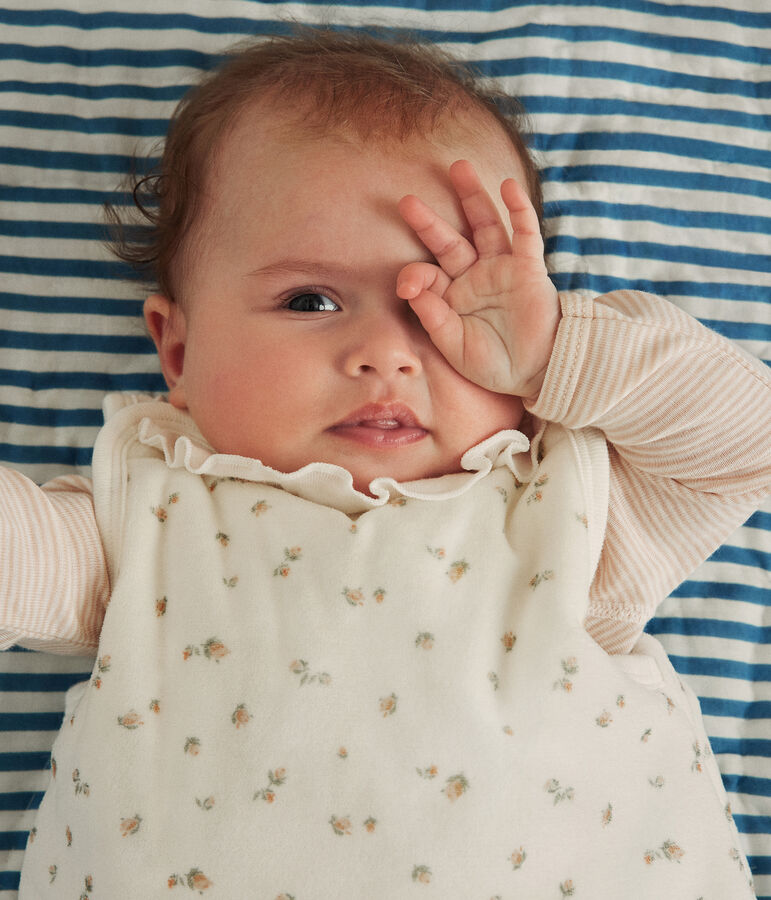 Sacco nanna in velluto a fiori neonato TOG 3 bianco/multicolore