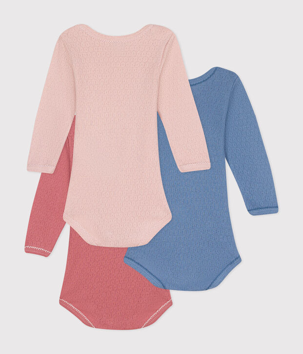 Set di 3 body a maniche lunghe in cotone neonato multicolore