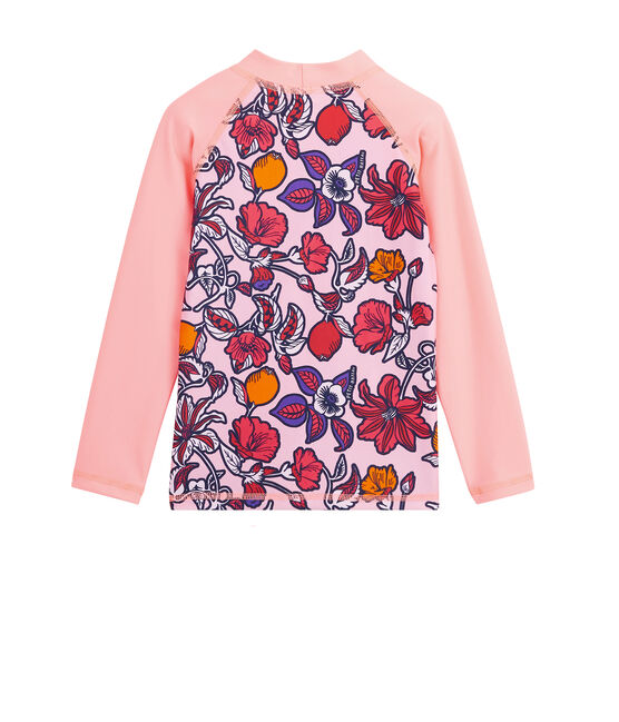 T-shirt anti-UV UPF 50+ ecoresponsabile bambina rosa PATIENCE/bianco MULTICO