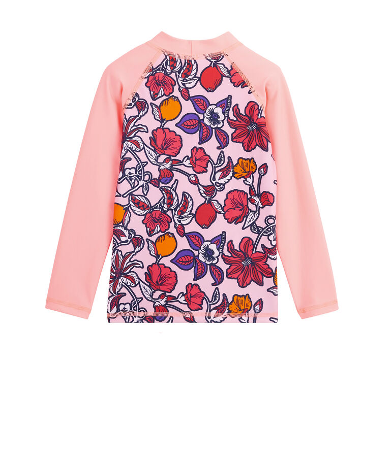 T-shirt anti-UV UPF 50+ ecoresponsabile bambina rosa/multicolore