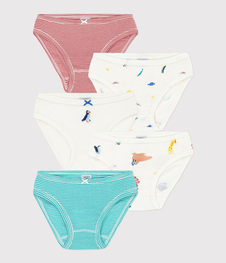 Set di 5 slip bambina in cotone multicolore