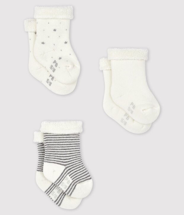 Trio di calzine beb&egrave; lavorate a maglia multicolore