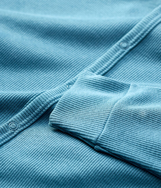 Tutina pigiama senza piedi bebè tinta unita in cotone e lyocell blu POLOCHON