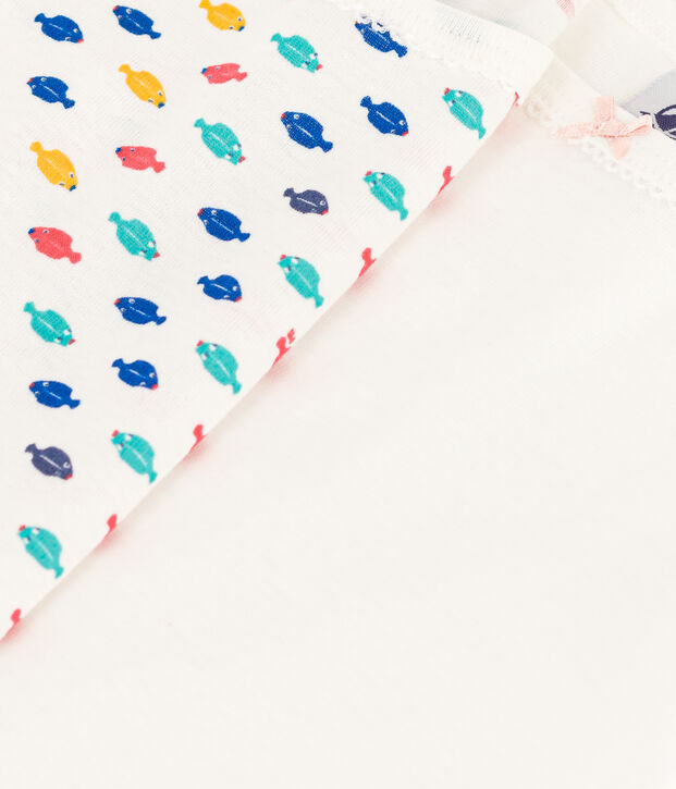Set di 2 canottiere con spalline bambina in cotone con animali marini multicolore