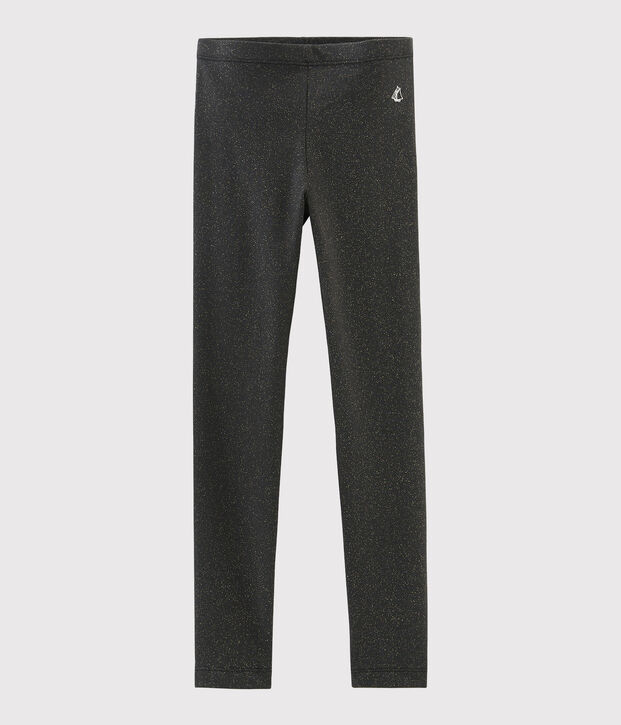 Leggings in jersey bambina grigio/giallo