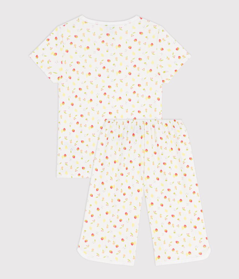 Pigiama capri in cotone con stampa di frutti bambino bianco MARSHMALLOW/bianco MULTICO