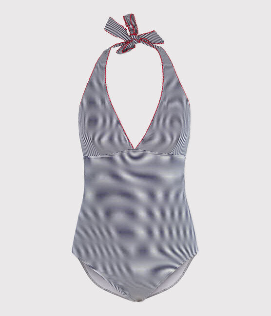 Costume intero a righe donna blu MEDIEVAL/bianco MARSHMALLOW