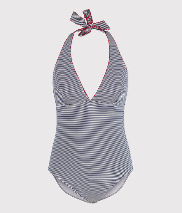 Costume intero a righe donna blu/bianco