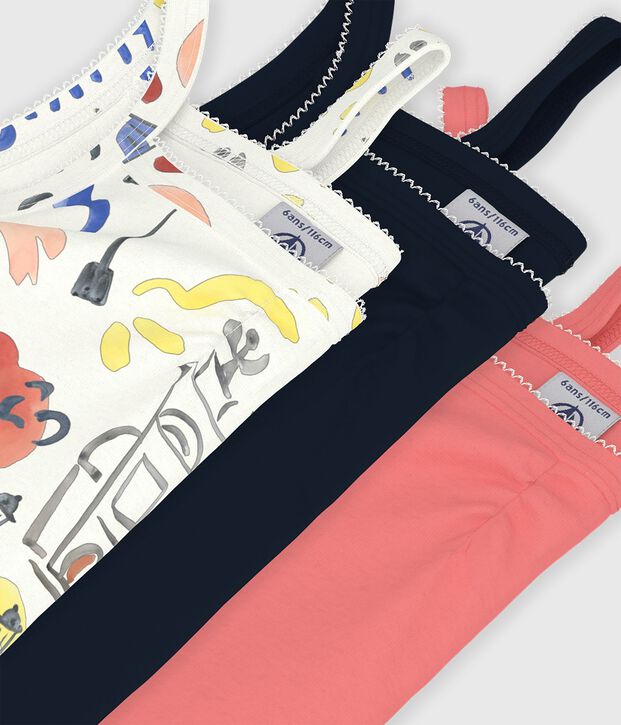 Set di canotte con spalline in cotone con stampa Op&eacute;ra bambina multicolore