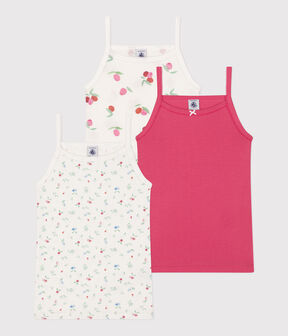 Set di 3 canotte con spalline sottili in cotone con frutti stampati bambino - 2