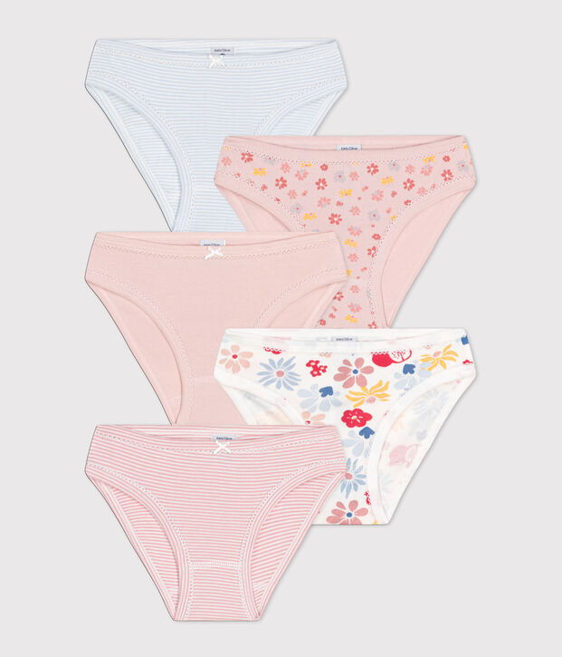 Confezione da 5 slip a fiori bambino in cotone multicolore